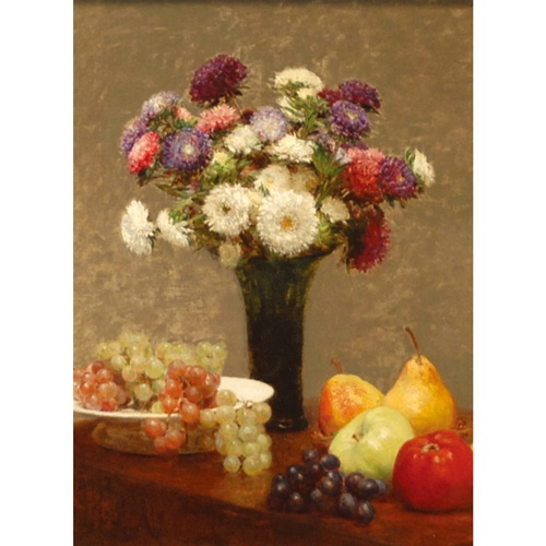 테이블 위의 과꽃과 과일 (포스터)